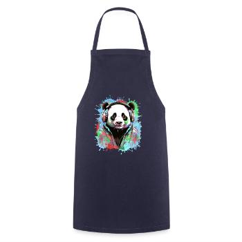 Panda, écouteurs, panda avec des écouteurs, illustration - Tablier de cuisine - marine - Devant - AI Model Male 185 dark (185cm)