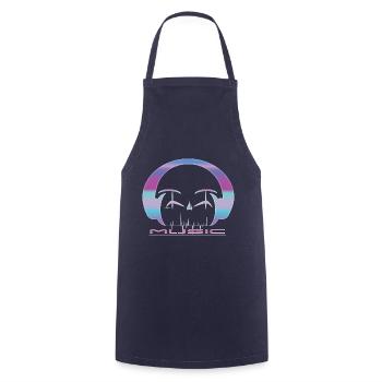 Colorful Music Headphones - Cooking Apron - navy - Front - AI Model Male 185 dark (185cm)