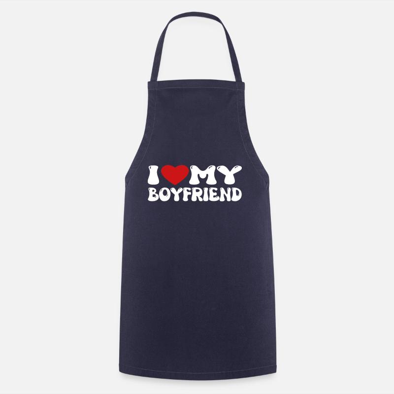 I Love My Boyfriend - Cooking Apron - navy