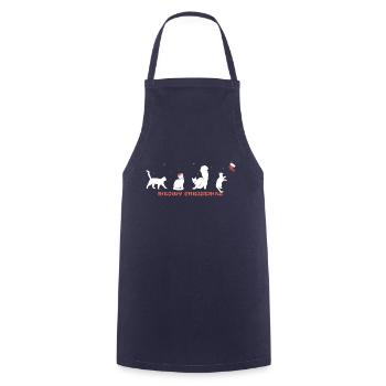 Miauige Weihnachten - Entzückende Katze mit Nikolausmütze - Kochschürze - Navy - Vorne - AI Model Male 185 dark (185cm)