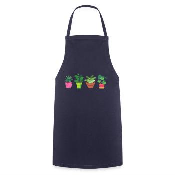 Fleurs - Tablier de cuisine - marine - Devant - AI Model Male 185 dark (185cm)