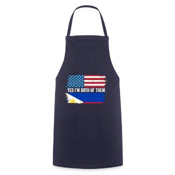 Oui, je suis tous les deux un philippin américain Fil-Am - Tablier de cuisine - marine - Devant - AI Model Male 185 dark (185cm)