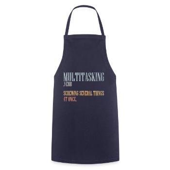Vintage Multitasking Definition A Clumsy Person - Cooking Apron - navy - Front - AI Model Male 185 dark (185cm)