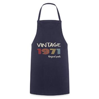 Original 1971 Vintage | Birthday present 1971 - Cooking Apron - navy - Front - AI Model Male 185 dark (185cm)