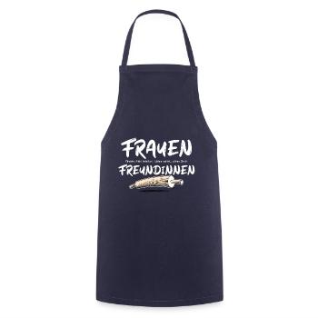 Frauen finden alles heraus, helle Schrift - Kochschürze - Navy - Vorne - AI Model Male 185 dark (185cm)