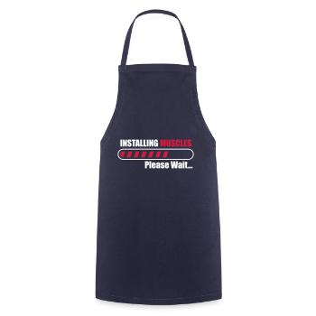 Installing muscles Bodybuilding gym fitness - Cooking Apron - navy - Front - AI Model Male 185 dark (185cm)