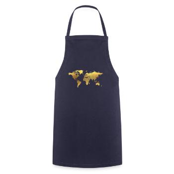 Golden World Map - Cooking Apron - navy - Front - AI Model Male 185 dark (185cm)
