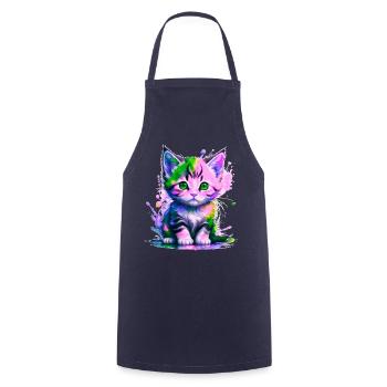 Chaton rose-vert - Tablier de cuisine - marine - Devant - AI Model Male 185 dark (185cm)