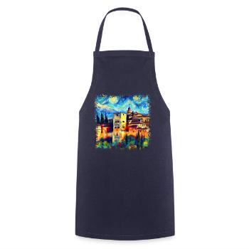 Blick auf die Alhambra im Van-Gogh-Stil - Kochschürze - Navy - Vorne - AI Model Male 185 dark (185cm)