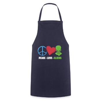 Peace Love Funny extraterrestrial life for a - Cooking Apron - navy - Front - AI Model Male 185 dark (185cm)