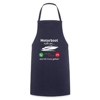 motorboot ruft an und ich muss gehen - Kochschürze - Navy - Vorne - AI Model Male 185 dark (185cm)
