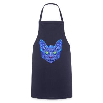 Chat Bleu Polygonal - Tablier de cuisine - marine - Devant - AI Model Male 185 dark (185cm)