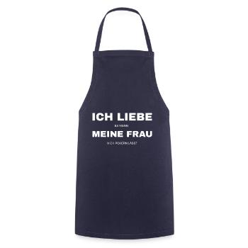 Pokern Ich liebe es wenn meine Frau - Kochschürze - Navy - Vorne - AI Model Male 185 dark (185cm)