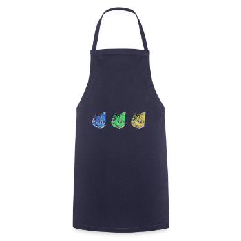 chat, bleu, peinture, chaton, warhol, pop art - Tablier de cuisine - marine - Devant - AI Model Male 185 dark (185cm)