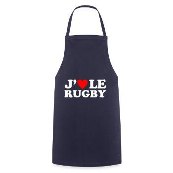 J' aime le rugby cadeau rugbyman coeur rouge - Tablier de cuisine - marine - Devant - AI Model Male 185 dark (185cm)