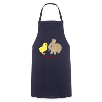 Hase Kücken, Frohe Ostern - Kochschürze - Navy - Vorne - AI Model Male 185 dark (185cm)
