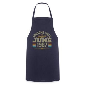 June 1987 Birthday Gift June 1987 June - Cooking Apron - navy - Front - AI Model Male 185 dark (185cm)