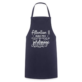 Talk About Gardening Anytime - Gardener Gift - Cooking Apron - navy - Front - AI Model Male 185 dark (185cm)