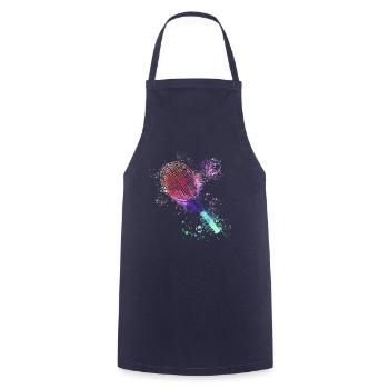 tennis,racket,ball,graffiti,blue,painting,colorful - Cooking Apron - navy - Front - AI Model Male 185 dark (185cm)