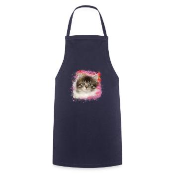 kitten,cat,graffiti,painting, Maine Coon cat, - Cooking Apron - navy - Front - AI Model Male 185 dark (185cm)