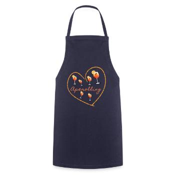 Heart, Cocktail, Orange, Heart - Cooking Apron - navy - Front - AI Model Male 185 dark (185cm)