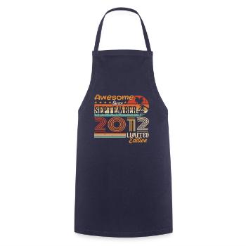 2012 September Vintage Birthday Gift 2012 - Cooking Apron - navy - Front - AI Model Male 185 dark (185cm)