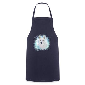 Canaan, chien, graffiti, beige, peinture, akita - Tablier de cuisine - marine - Devant - AI Model Male 185 dark (185cm)