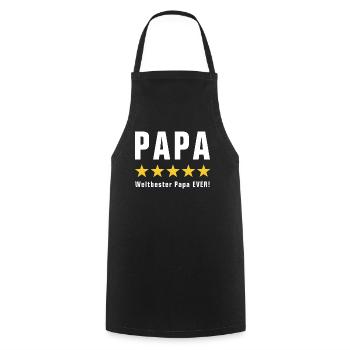 WELTBESTER PAPA EVER - FÜNF STERNE BEWERTUNG - Kochschürze - Schwarz - Vorne - AI Model Male 185 dark (185cm)