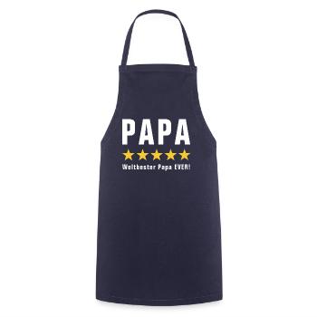 WELTBESTER PAPA EVER - FÜNF STERNE BEWERTUNG - Kochschürze - Navy - Vorne - AI Model Male 185 dark (185cm)