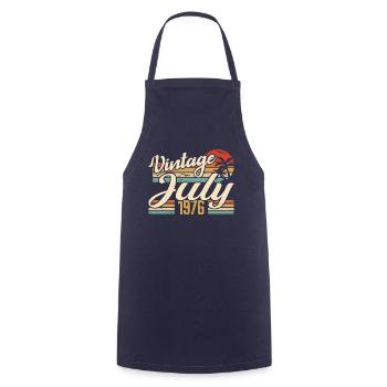 July 1976 Gift, 48th Anniversary July 1976 - Cooking Apron - navy - Front - AI Model Male 185 dark (185cm)