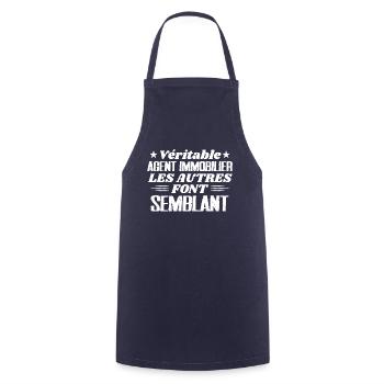 Véritable Agent Immobilier Cadeau Humour - Tablier de cuisine - marine - Devant - AI Model Male 185 dark (185cm)