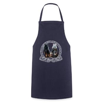 Bygul and Trejgul - Cats of the Goddess Freya - Cooking Apron - navy - Front - AI Model Male 185 dark (185cm)