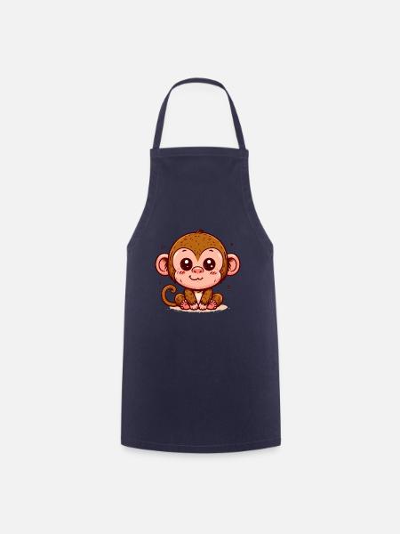 MONKEY, MONKEY, BANANA, TREE, ANIMAL, ZOO, CLIMBING, BABY - Cooking Apron - navy