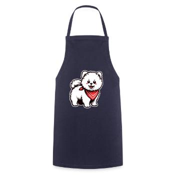 DOG MALTESE DWARF POINTED SAMOYED POODLE BANDANA - Cooking Apron - navy - Front - AI Model Male 185 dark (185cm)