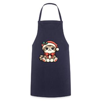 HAUSKATZE MIEZE KÄTZCHEN HAUSTIER WEIHNACHTSMÜTZE - Kochschürze - Navy - Vorne - AI Model Male 185 dark (185cm)