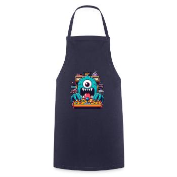 ARCADE SLOT MACHINE CASINO JOYSTICK MONSTER CRAZY - Cooking Apron - navy - Front - AI Model Male 185 dark (185cm)