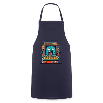 ARCADE SLOT MACHINE CASINO JOYSTICK MONSTER CRAZY - Cooking Apron - navy - Front - AI Model Male 185 dark (185cm)
