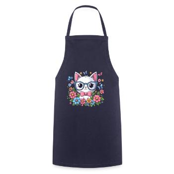 CHAT, CHATON, CHATON, ANIMAL DE COMPAGNIE, FLEUR, PRAIRIE, PRINTEMPS - Tablier de cuisine - marine - Devant - AI Model Male 185 dark (185cm)