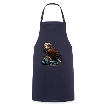 ADLER GREIFVOGEL HABICHT JÄGER FLUG MAJESTÄT FEDER - Kochschürze - Navy - Vorne - AI Model Male 185 dark (185cm)
