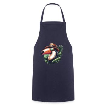 TOUCAN HAT SUNGLASSES HOLIDAY SAFARI BIRD PLANT - Cooking Apron - navy - Front - AI Model Male 185 dark (185cm)