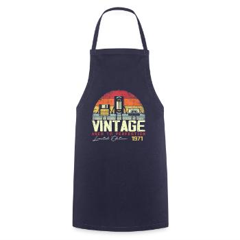 Vintage 1971 Gift - Cooking Apron - navy - Front - AI Model Male 185 dark (185cm)