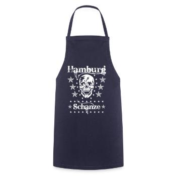 54 Hamburg Stadtteil Schanze Skull Totenkopf - Kochschürze - Navy - Vorne - AI Model Male 185 dark (185cm)