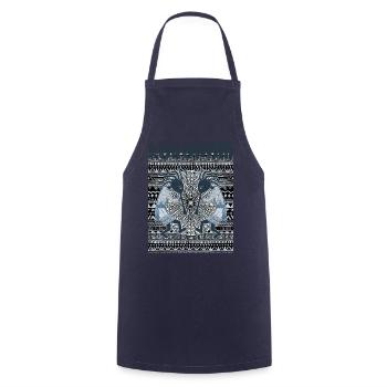 Native American Kokopelli Musicans - Sun Border 6 - Cooking Apron - navy - Front - AI Model Male 185 dark (185cm)