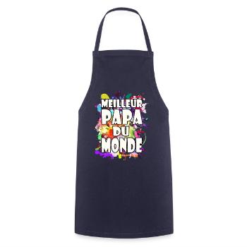 Cadeau fête des pères meilleur papa du monde - Tablier de cuisine - marine - Devant - AI Model Male 185 dark (185cm)