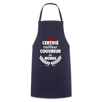Certifié meilleur couvreur du monde, cadeau noël - Tablier de cuisine - marine - Devant - AI Model Male 185 dark (185cm)