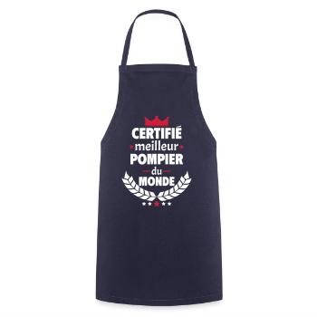 Certifié meilleur pompier du monde, cadeau de noël - Tablier de cuisine - marine - Devant - AI Model Male 185 dark (185cm)