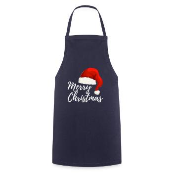 MERRY CHRISTMAS - MERRY CHRISTMAS !!! - Cooking Apron - navy - Front - AI Model Male 185 dark (185cm)