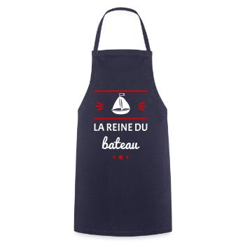 La reine du bateau, capitaine, fête des mères - Tablier de cuisine - marine - Devant - AI Model Male 185 dark (185cm)