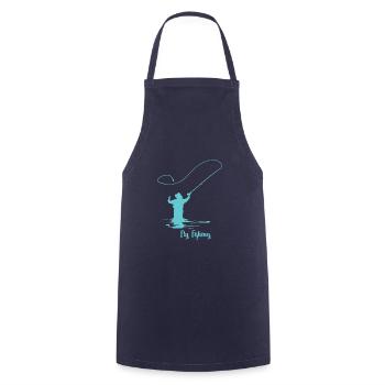 Fly fishing Geschenk Angelausflug Angeltag - Kochschürze - Navy - Vorne - AI Model Male 185 dark (185cm)