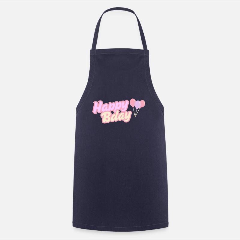 Happy Bday - Cooking Apron - navy